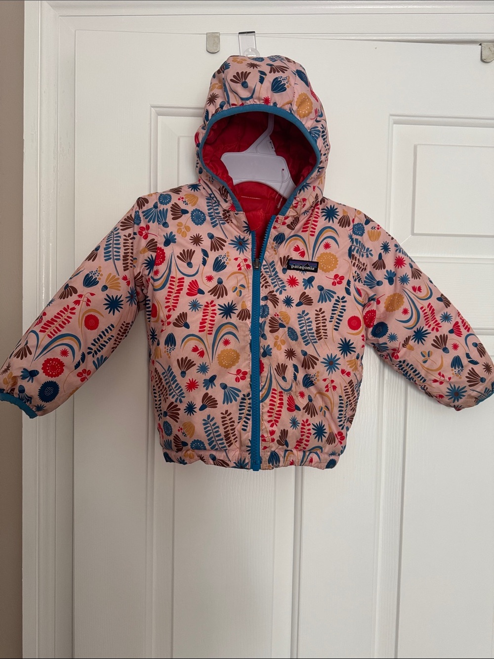Patagonia Hooded down reversible Jacket in Blush